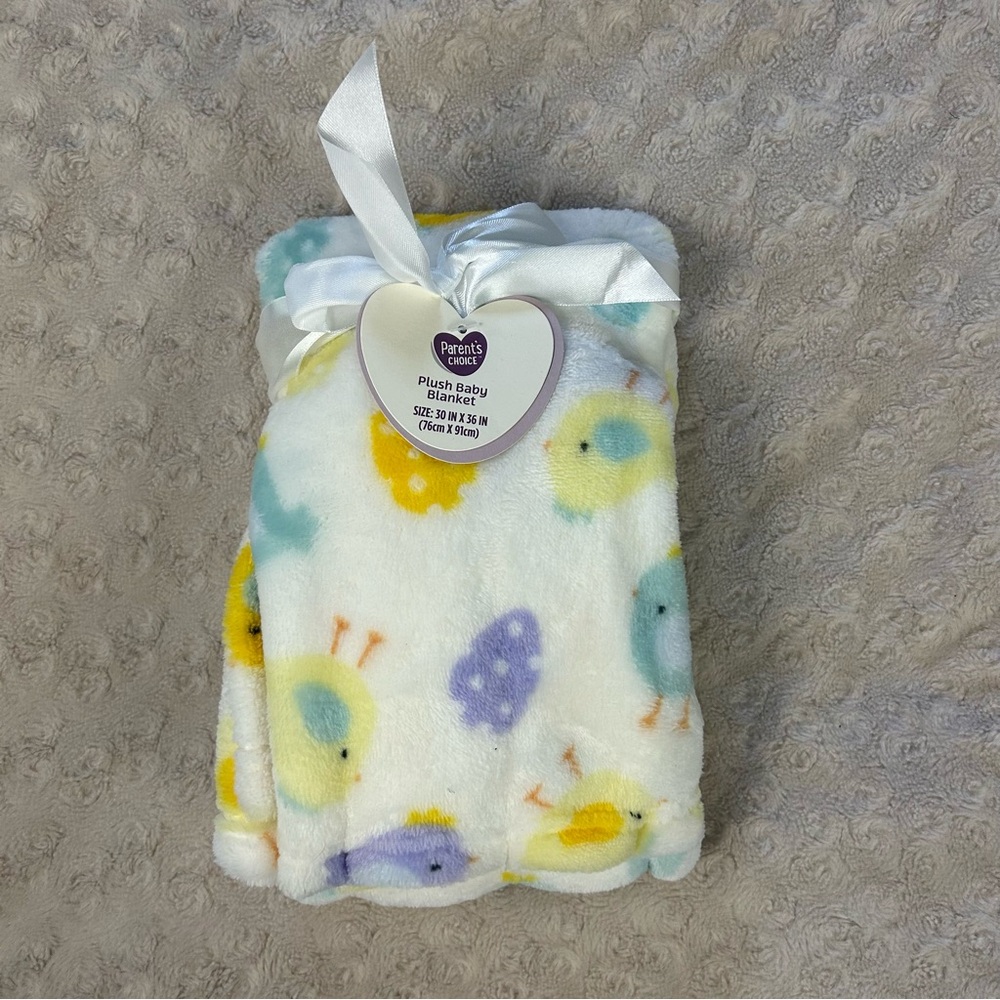 Parent's Choice Chick Bird Baby Blanket Easter Eggs Yellow White Blue Purple